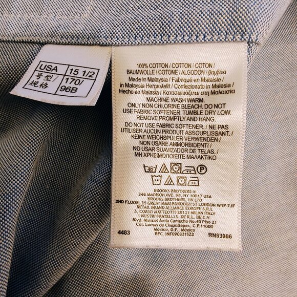 Brooks Brothers 1818 Slim Fit Long Sleeve Dress Shirt 15 1/2-35 - Picture 9 of 9